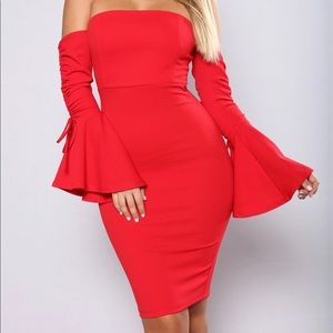 Fashion Nova Canes Festival Red Dress - Midi length